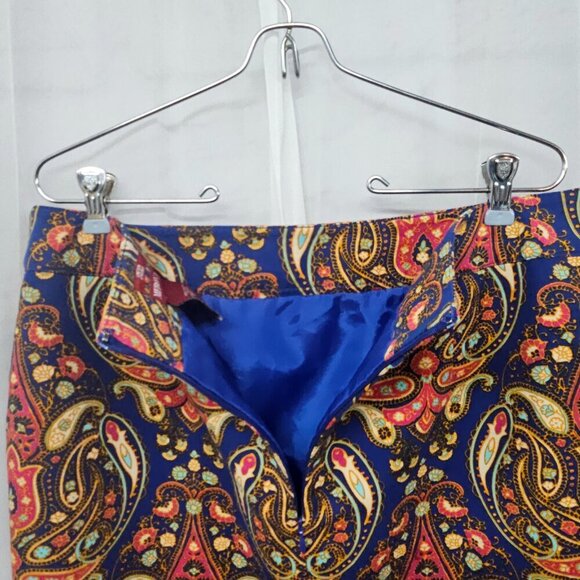 Merona Skirt Pencil Blue Paisley Retro Festival Boho 14 - Picture 8 of 13
